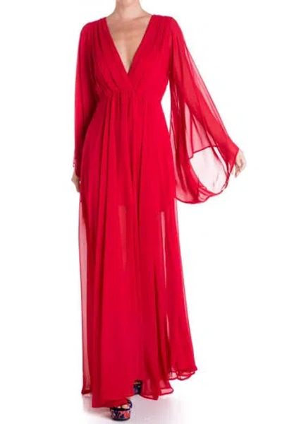 Meghan La Sunset Long Sleeve Maxi Dress In Red