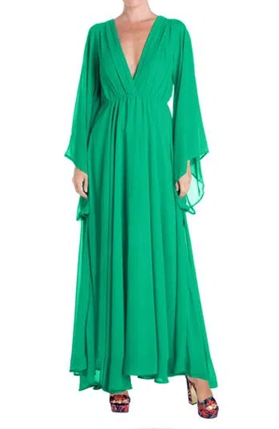 Meghan La Sunset Long Sleeve Maxi Dress In Green