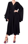 Meghan La Sunset Long Sleeve Midi Dress In Black