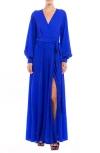 Meghan La Surplice V-neck Self Tie Wrap Maxi Dress