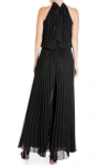 Meghan La Wild Orchid Pleat Jumpsuit In Black/black