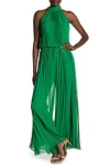 Meghan La Wild Orchid Pleat Jumpsuit In Emerald