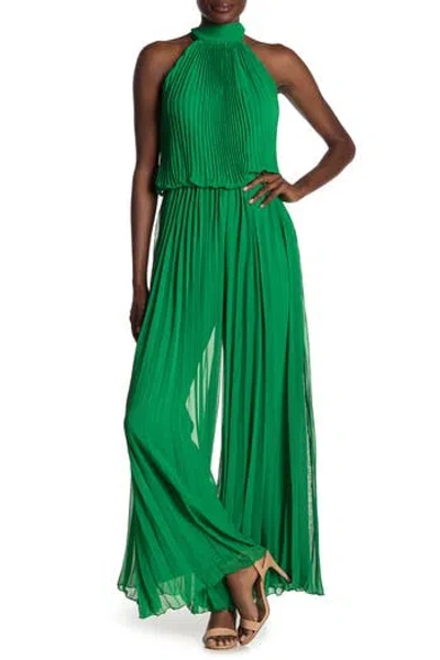 Meghan La Wild Orchid Pleat Jumpsuit In Emerald