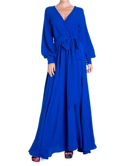 Meghan La Women's Lily Pad Surplice Maxi Dress In Blue