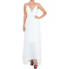 Meghan La Womens Full Length V-neck Maxi Dress In White