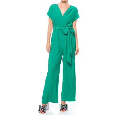 Meghan La Wonderland Wide Leg Jumpsuit In Emerald