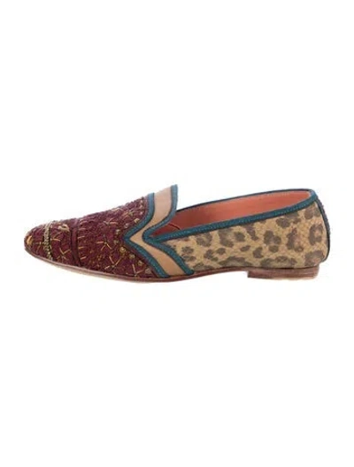 Pre-owned Meher Kakalia Animal Print Loafers In Multicolor