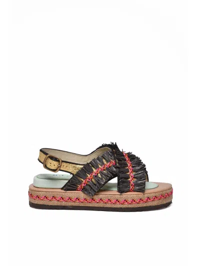 Meher Kakalia Black Gold Other Fibers Ponza Sandal In Multi
