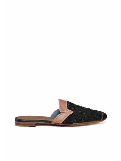 Meher Kakalia Black Queen Paraty Leather Slipper Sabot