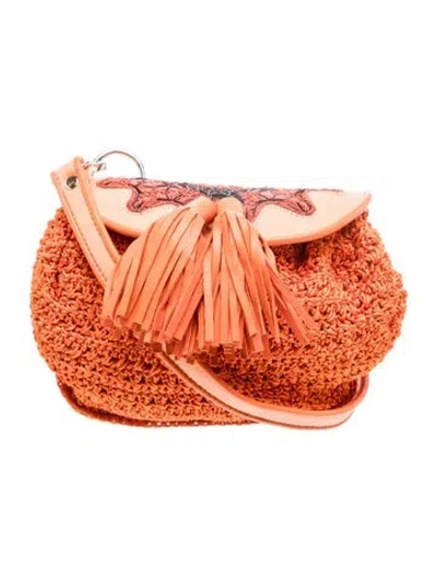 Pre-owned Meher Kakalia Leather Crossbody Bag In Orange
