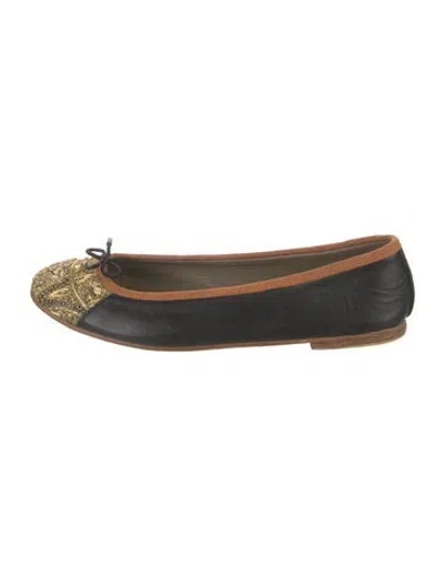Pre-owned Meher Kakalia Leather Patterned Ballet Flats In Multicolor