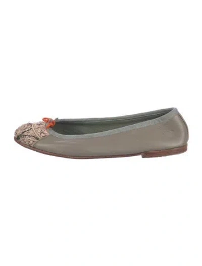 Pre-owned Meher Kakalia Leather Patterned Ballet Flats In Multicolor