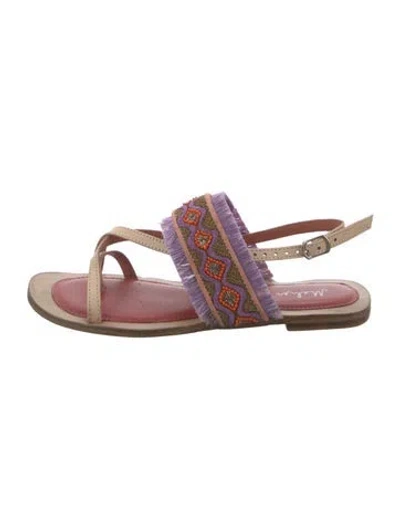 Pre-owned Meher Kakalia Leather Patterned Sandals In Purple