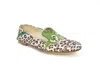 Meher Kakalia Ottoman Moccasin In Cream/green Leopard In Multi