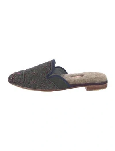 Pre-owned Meher Kakalia Patterned Mules In Grey