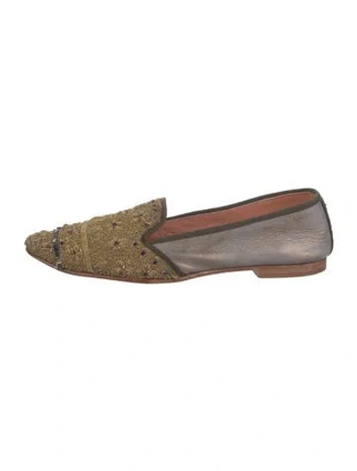 Pre-owned Meher Kakalia Sequins Printed Loafers In Brown