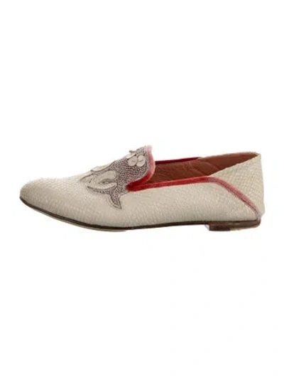 Pre-owned Meher Kakalia Snakeskin Graphic Print Loafers In Neutral