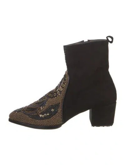 Pre-owned Meher Kakalia Suede Boots In Multi