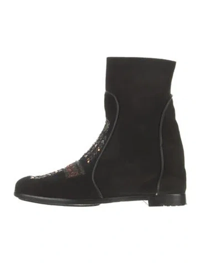 Pre-owned Meher Kakalia Suede Combat Boots In Black