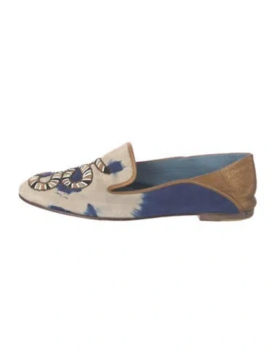 Pre-owned Meher Kakalia Suede Tie-dye Print Loafers In Blue