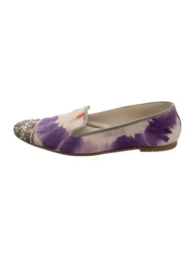 Pre-owned Meher Kakalia Suede Tie-dye Print Loafers In Neutrals