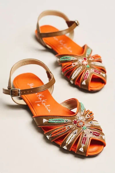 Meher Kakalia Tavira Beaded Sandals In Orange
