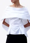 Mehtap Elaidi Draped Shawl Blouse In White