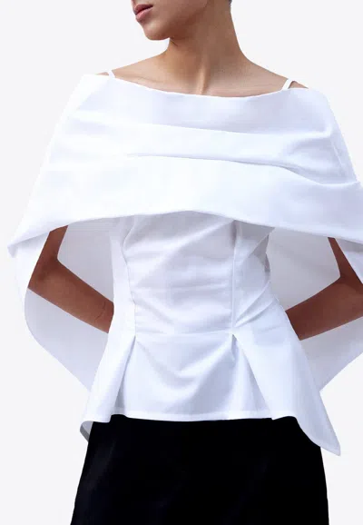 Mehtap Elaidi Draped Shawl Blouse In White