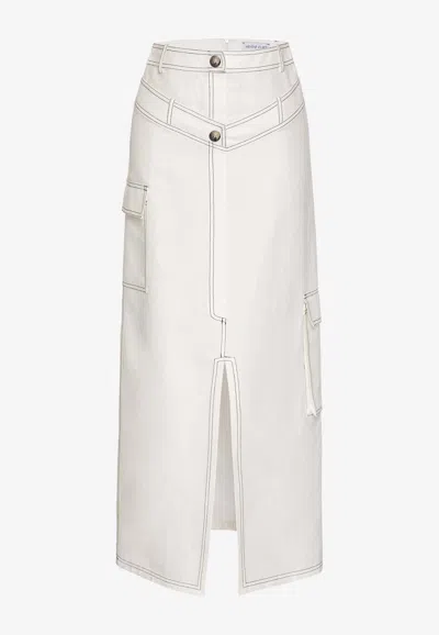 Mehtap Elaidi Layered Cargo Maxi Skirt In White