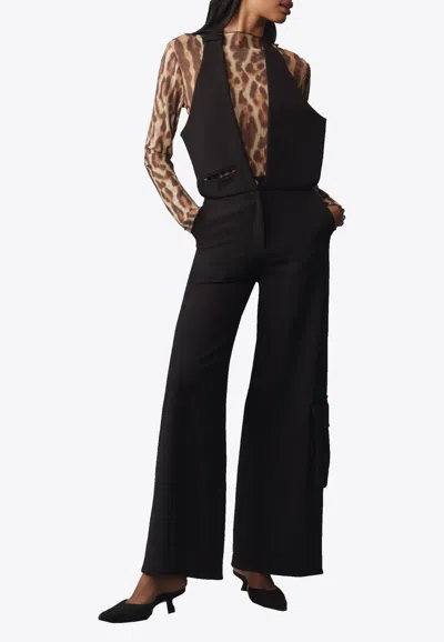 Mehtap Elaidi Overall Wide-leg Pants In Black