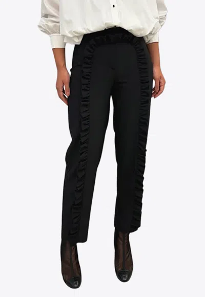Mehtap Elaidi Ruffled Cigarette Pants In Black
