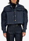 Mehtap Elaidi Ruffled Denim Jacket In Blue