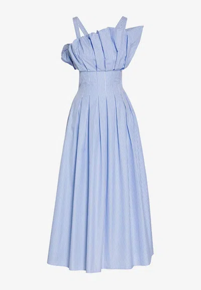 Mehtap Elaidi Striped Bustier Maxi Dress In Blue