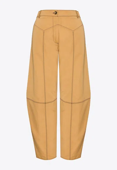 Mehtap Elaidi Topstitching Conic Pants In Brown