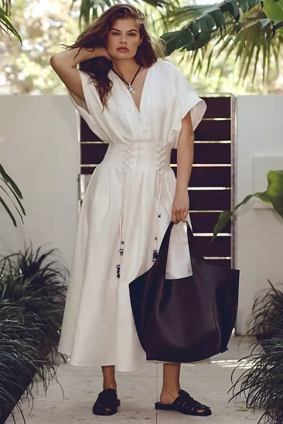 Mehtap Elaidi V-neck Corset-waist Dress In White