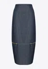 Mehtap Elaidi Zipped Midi Denim Skirt In Blue