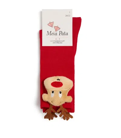 Meia Pata Kids' Reindeer Knee-high Socks In Multi