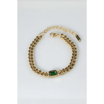 Meideya Emerald Gem Curb Chain Bracelet In Pink