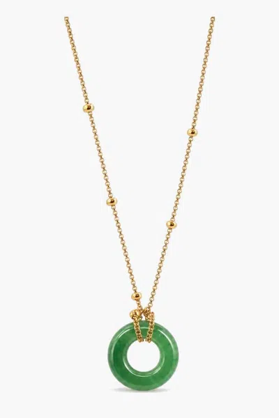 Meideya Green Jade Loop Necklace In Gold With Green Jade