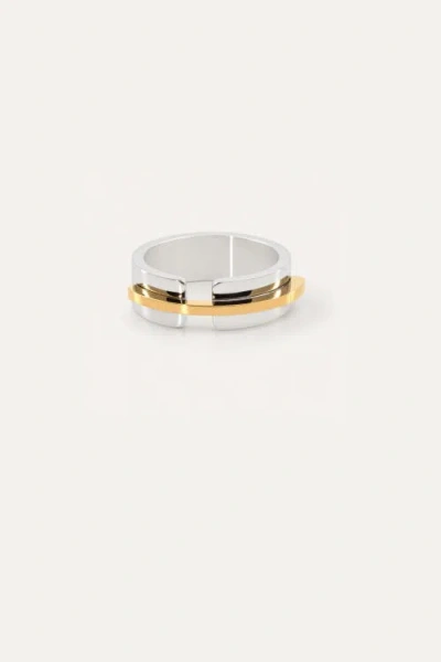 Meideya Mixed Metal Band Ring In Gold-silver