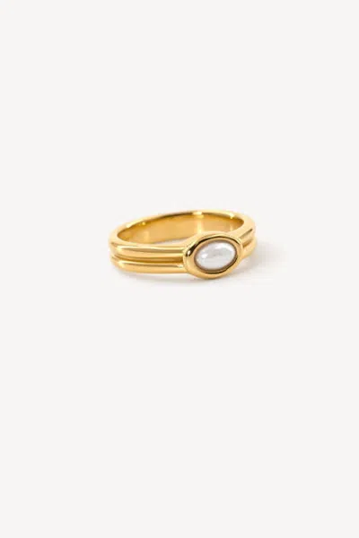 Meideya Pearl Stacker Ring In Gold