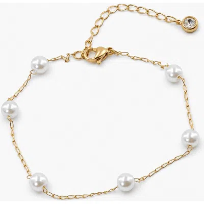 Meideya Pearl Station Anklet In Gold With Pearl