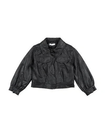 Meilisa Bai Babies'  Toddler Girl Jacket Black Size 7 Polyurethane, Viscose, Polyester