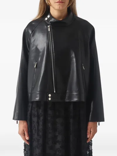 Meimeij Asymmetric-zip Cropped Jacket In Blue