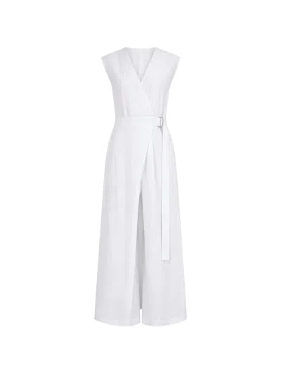 Meimeij Belted Wrap-style Jumpsuit In White
