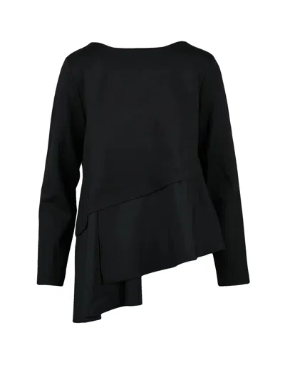 Meimeij Black Viscose-blend Asymmetric Blouse