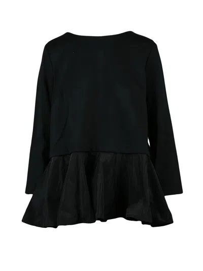 Meimeij Black Viscose-blend Double Fabric Blouse