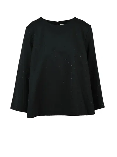 Meimeij Black Viscose-blend Sequin Blouse