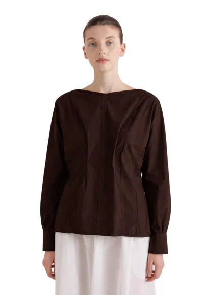 Meimeij Blue Woman  In Taffet In Brown