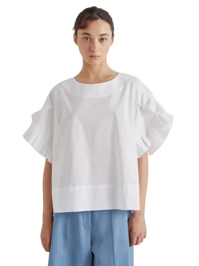 Meimeij Blue Woman  Short Sleeve In White